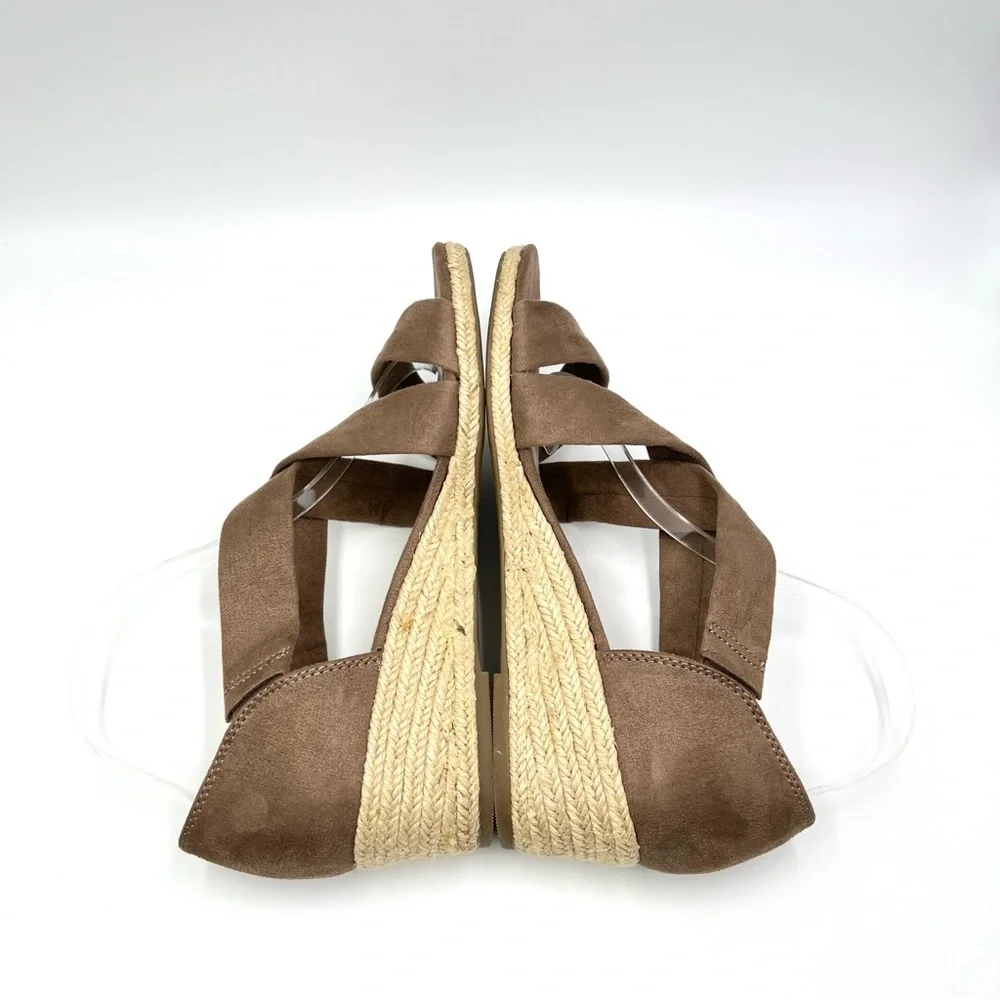 LifeStride Womens Size 9.5 Siesta Brown Espadrilles Wedges‎ Sandals Shoes NEW